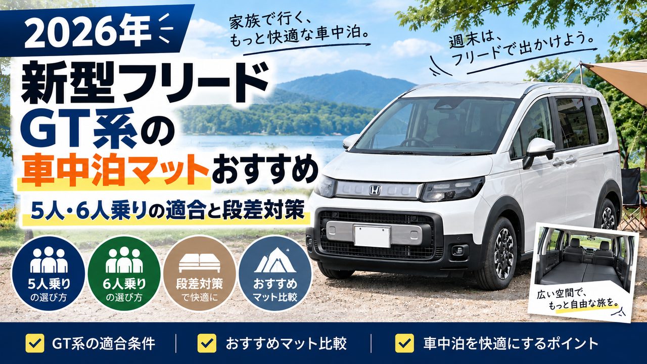 新型フリードGT系の車中泊マットおすすめ｜5人・6人乗りの適合と段差対策