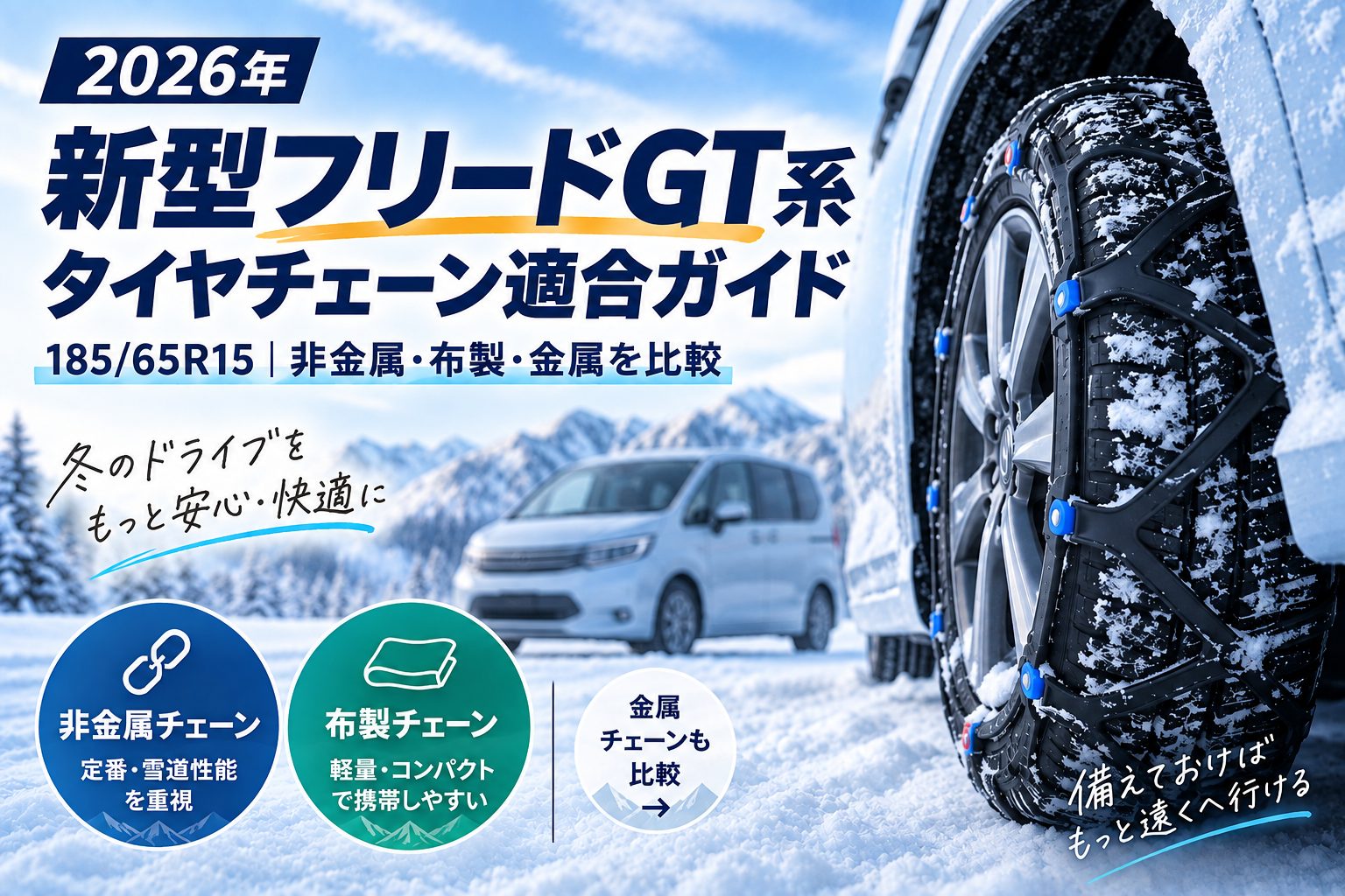 新型フリードGT系 185/65R15 タイヤチェーン適合ガイド