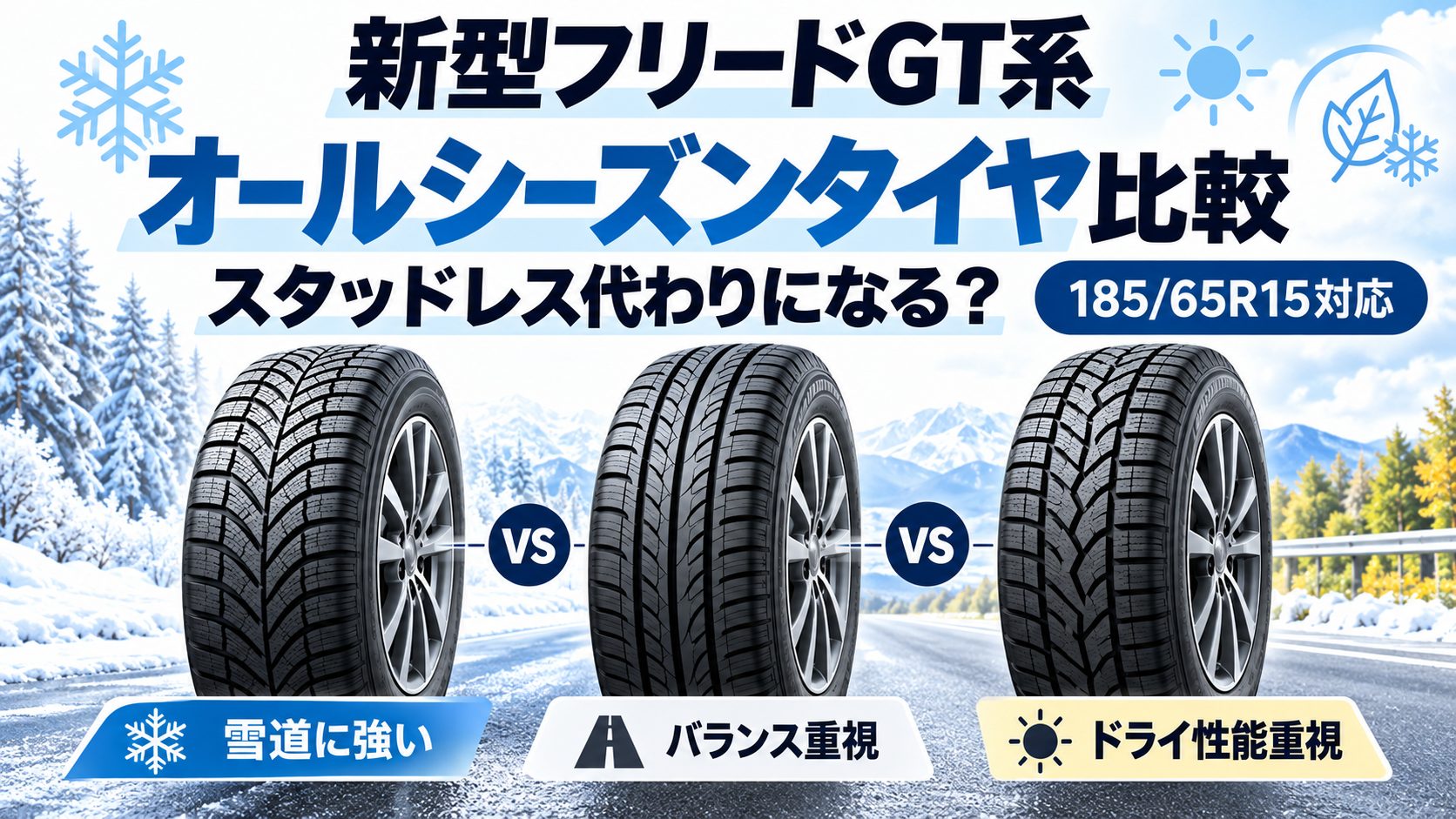 新型フリードGT系のオールシーズンタイヤ比較 185/65R15