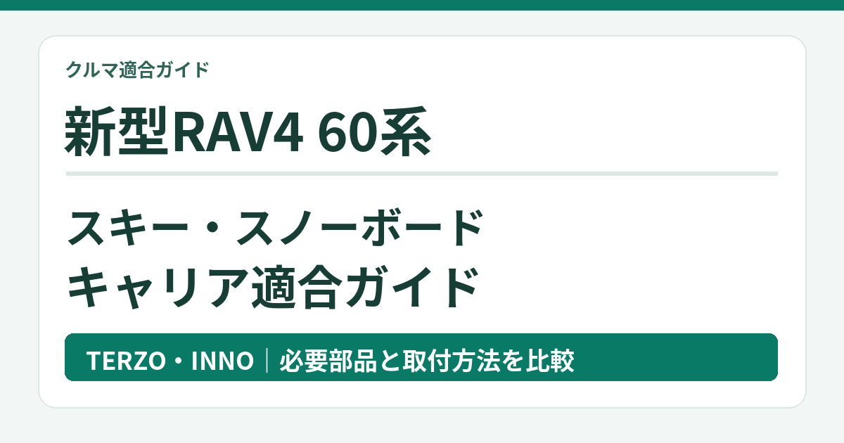 新型RAV4 60系 スキー・スノーボードキャリア適合ガイド｜TERZO・INNOの必要部品と取付方法を比較